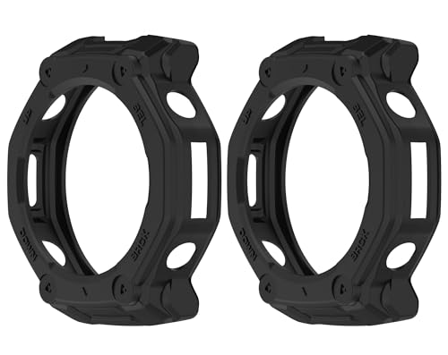 SHEAWA for Amazfit T-Rex 3 Pro 48mm �P�[�X �J�o�[ 2�Z�b�g �ی�P�[�X TPU�S�� �ϏՌ� ���h�~ �ی�J�o�[ �A�N�Z�T���[ (�u���b�N)