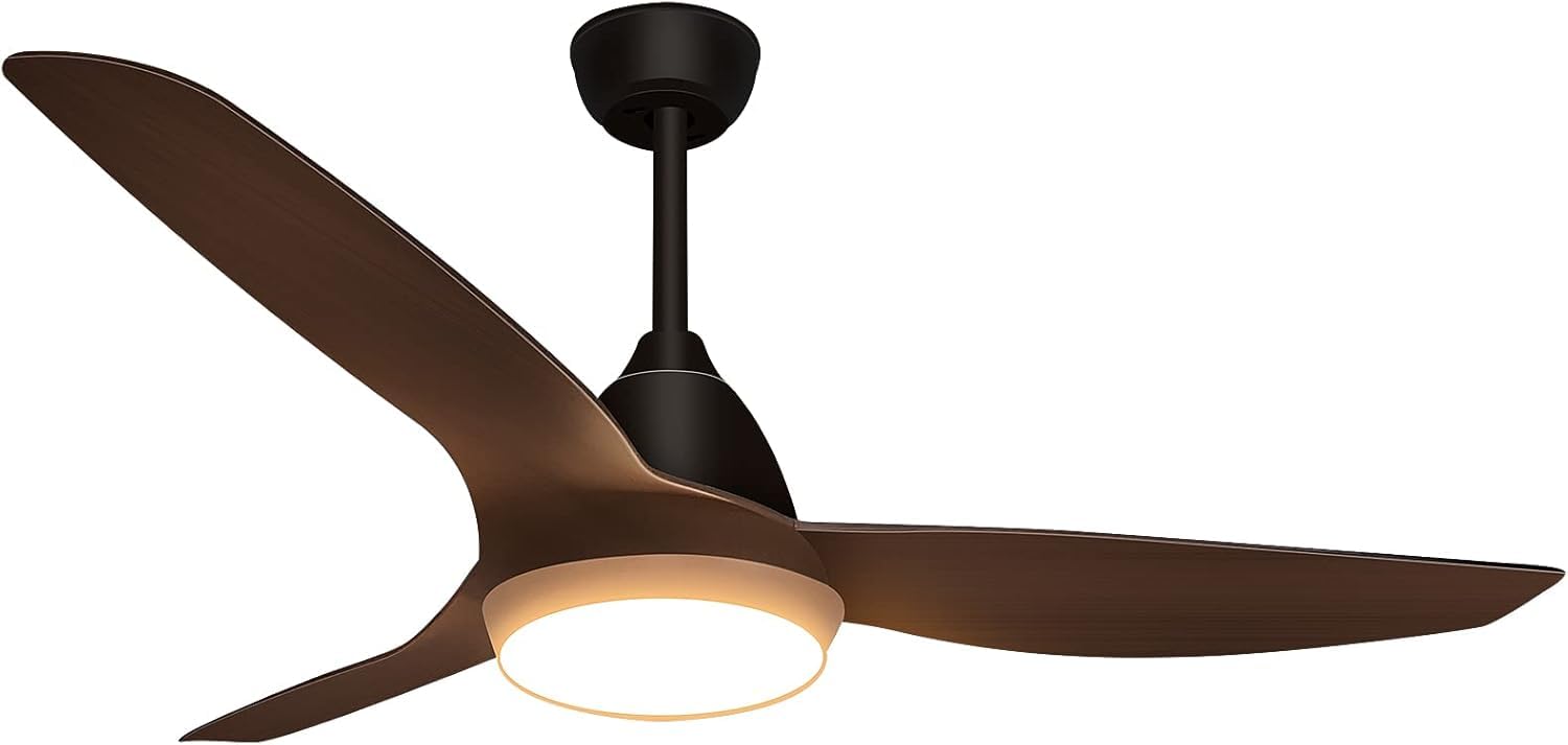 snsok Ventilatore da Soffitto con Luce LED 52" 3 Pale, 6 Velocità + 3 Temperature Luce, Motore DC Super Silenzioso, Timer con Telecomando, Funzione Inverso Estate/Inverno (black)