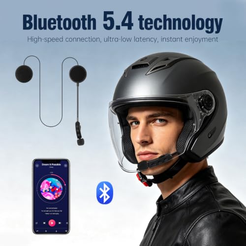 Image of EDYELL TW2S Motorcycle Helmet Bluetooth Headset, Connects to 2 Phones at The Same Time Using Music & GPS, Waterproof, Supports Android & iOS, Compatible with All Helmets, Gift for Motorcycle