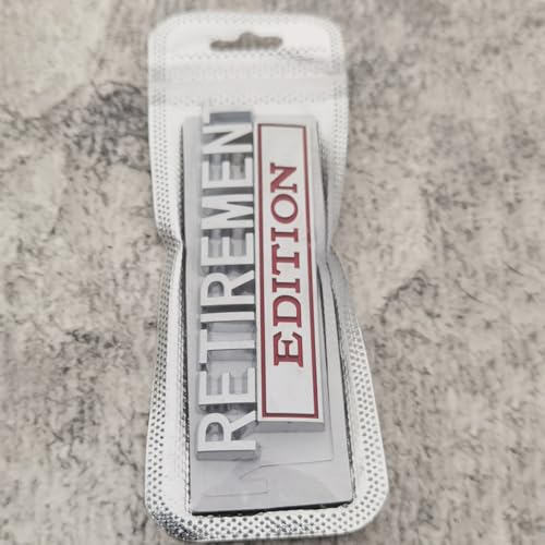 Image of Pair Set Retirement Edition Badge 3D Emblem Fit for Car Truck SUV Side Rear Front Hood Trunk Door Decal Sticker (Silver Red)