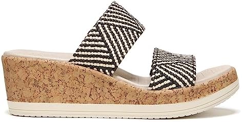 BZees Womens Resort Cork Strappy Wedge Sandal, Black Natural, 8 Wide US | Image 1