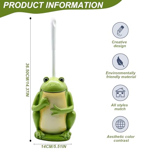Brosse WC et support grenouille mignonne en résine décorative de 36,4 cm - 3