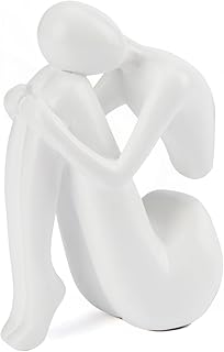 White Decor Women Statue, Thinker Girl Sculptures, Modern Abstract Art A...