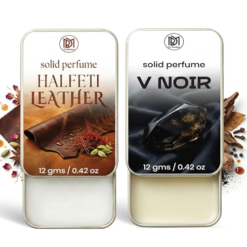 Image of Dr.Mashur Solid Perfume |V Noir&Halfeti leather Alcohol Free Wax Perfume Balm, Long Lasting | Pocket Tin 12g, Pack Of 2| Non Greasy Smooth Glide, Travel Friendly Unisex Gifts He Or Her