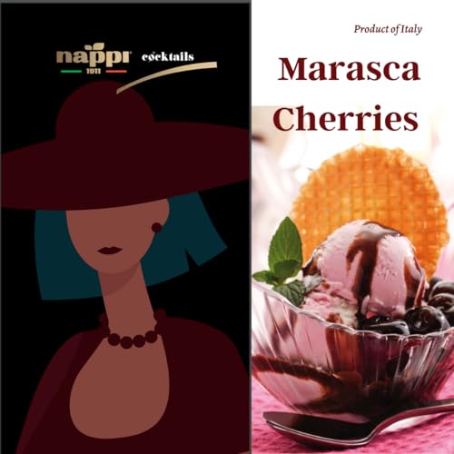 Marasca Cherries in Syrup, 14.10 oz (400 g), Sweet and Sour, Premium Quality, Award Winning, Maraschino Black Pitted Cherries, Product of Italy, Nappi 1911