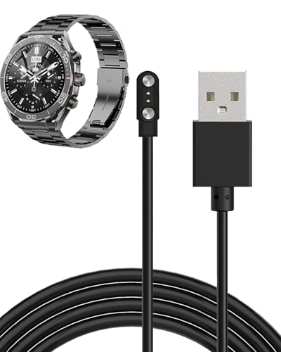 【1本】FOSMET LGW6 対応 スマートウォッチ 充電ケーブル 充電器 USB-Aコネクタ 携帯充電器 超高耐久 60cm長さ 軽量 小さい 持ち運び便利【ブラック】