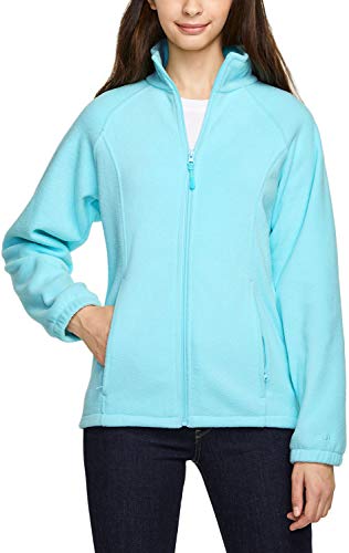 TSLA Women's Full Zip Polar Fleece Jacket, Long Sleeve Warm Casual Winter Jacket, Thermal Mountain Outdoor Jacket, Full Zip Polar Fleece Aqua, Medium
