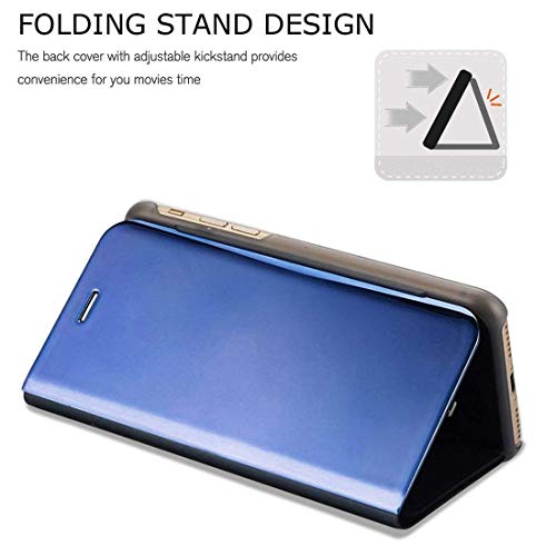Image of Clear View Smart Stand Mirror Flip Case Cover for Samsung Galaxy M31 - Blue