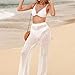 DaLingLam Womens Crochet Cover Up Pants Swimsuit Coverup Mesh Sheer High Waisted Drawstring Beach Pants (White, Medium)
