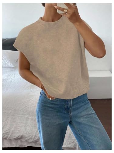 Image of SOLY HUX Women's Short Sleeve Sweater 3D Floral Sweaters Pullover Tank Tops Knit Vest Trendy Fashion Clothing