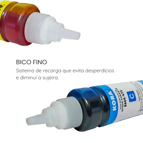 KIT 4 cores Refil Tinta T664 | 664 | Compatível L395 L380 L375 L220 L455 | KORA ou EVOLUT