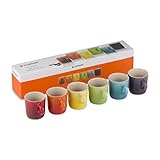 Le Creuset Stoneware Rainbow Espresso Mugs, Set of 6 Colours: Cherry, Volcanic, Teal, Ultra Violet, Soleil, Palm