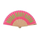 I-TOTAL® - Ventaglio a Mano Elegante e Colorato – Ventilatore Estivo in Legno e Tessuto, Leggero e Portatile – 42 x 23 cm (BURN BABY BURN)