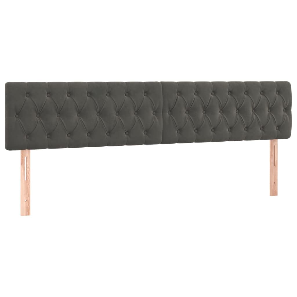 Aksamitne regulowany zagłówek kontynentalne 180x200 cm szary | Łóżko kontynentalne 180x200 z materacem sprężynowym, aksamit ciemnoszary, z regulowanym zagłówkiem