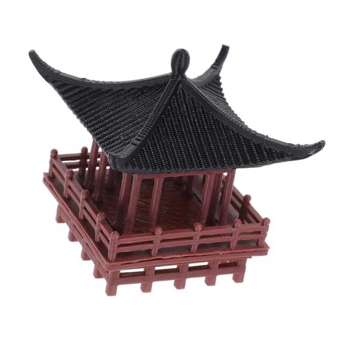 Mikikit Statua Padiglione Tradizionale Cinese in Miniatura Per Bonsai e Decorazione Da Giardino, Ornamento Retrò Artigianale Per Micro Paesaggi e Scrivania, Plastica Realistica Stile Vintage