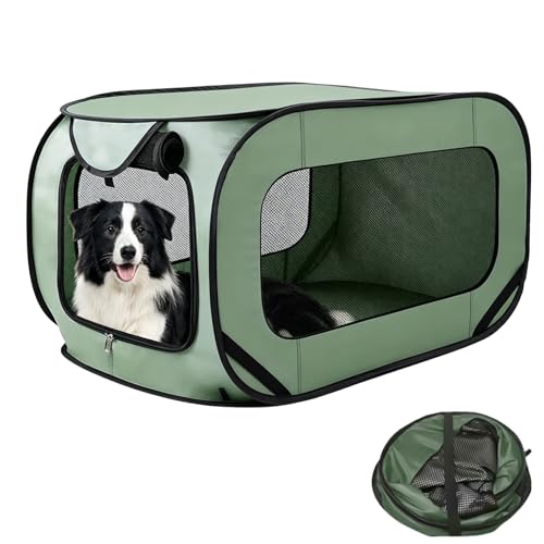 Box Pieghevole per Cani Auto, 93 x 55 cm, in Tessuto Oxford, Recinto Per Cani da Interno, Portatile Box Cani per Interno ed Esterni, Trasportino per Cani, Rifugio Portatile per Viaggi (Verde)