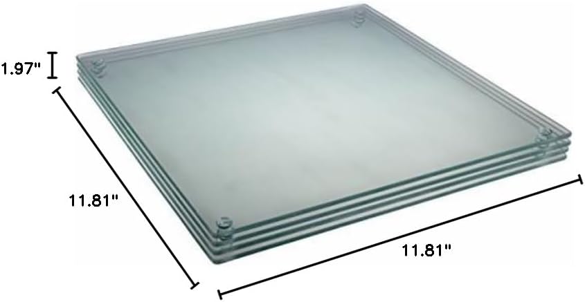 4 Non-Slip Square Glass Cutting Board Set by Clever Chef - Shatter-Resistant, Durable, Stain-Resistant, Dishwasher Safe - 11.75 x 11.75 Inches