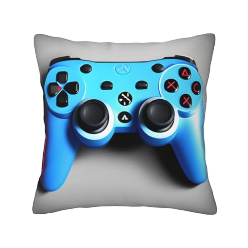 Evengigy Federa per cuscino con stampa controller di gioco blu, federa per cuscino quadrata, 30 x 30 cm