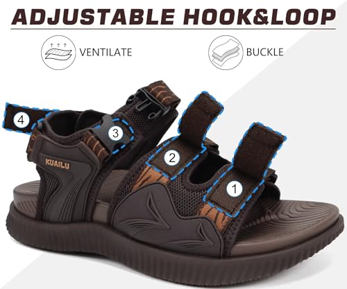 Image of KuaiLu Mens Hiking Sandals with Arch Support Orthopedic Walking Recovery Sandals for Plantar Fasciitis Open Toe Summer Athletic Sport Comfortable Cushion Breathable Outdoor Water Sandals Size7-13