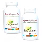 Sura Vitasan Magnesio Bisglicinato Plus - Pack Ahorro 2 x 120 Cápsulas Vegetales - Con Taurina - 300mg por 2 Cápsulas - Suplemento para Músculos y Huesos