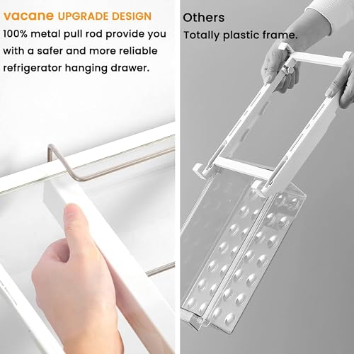 vacane Deeper Refrigerator Drawers, Adjustable Refrigerator Shelf 14-19.5 Inches Large Fridge Drawer Organizer Pull Out, Deli Meat Container for Produce, Cheese, Bacon-XL by vacane - Image 5