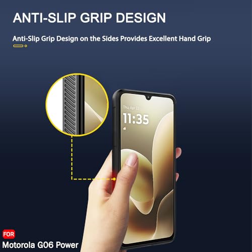 Image of TheGiftKart Liquid Silicon Back Cover Case for Motorola Moto G06 Power 5G | Shockproof Military Grade Protection | Micro-Fibre Cloth On Inner Side | Built-in Anti-Slip Grip Back Cover (TPU, Black)