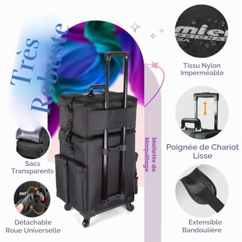 Mallette de maquillage professionnel Kemier avec rangement à tiroir