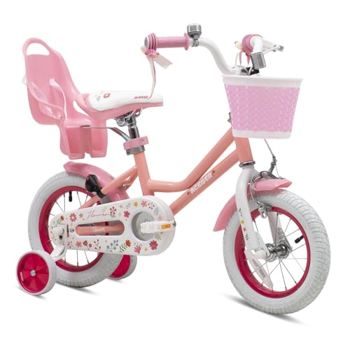 Image of Bixike Princess Style Girls Bike with Basket for 2-13 Years Old Kids and Toddlers, 12 14 16 18 Inch Bicycle for Children with Training Wheels and Streamers, 20 Inch with Kickstand, Multiple Colors