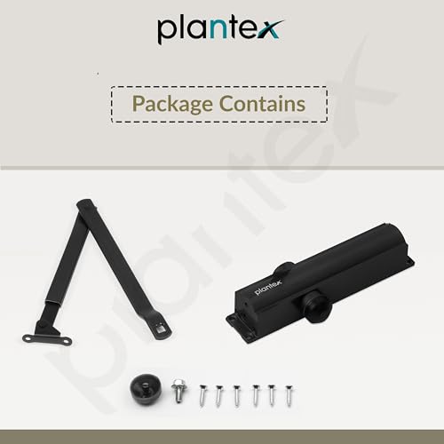 Image of Plantex Door Closer for Wooden Door /Hydraulic Automatic Door Closer /Soft Close Door Closer for Hotel /Home /Office - ISO 9001 Certified (MI-200, Capacity - 55 kg, Black)