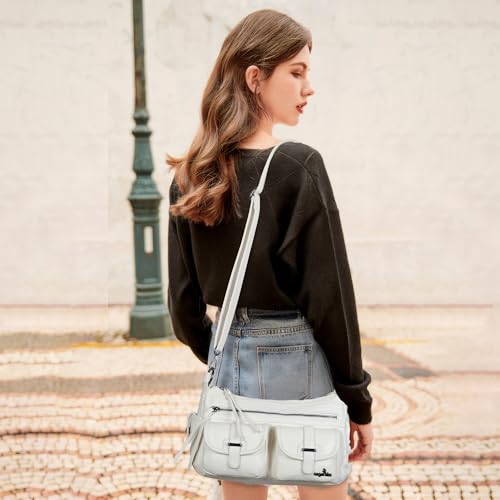 Image of Angel Kiss Hobo Purses for Women Crossbody Shoulder Bag Ladies Multi Pocket Handbags with Adjustable Shoulder Strap | Soft Vegan Leather