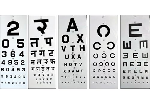 Image of EEP || Eye Vsion Test Chart || Professional Snellen Chart || Vision Test Eye Chart Set || 5 Professional Charts || Multiple Languages