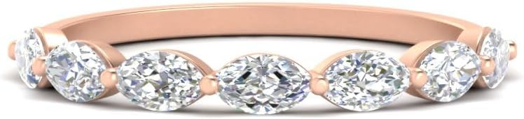 Fascinating Diamonds 14K Gold 3/4 To 2 Carat Lab Grown Marquise Cut Diamond East West 7 Stone Wedding Band For Women (VS1-SI2 Clarity, G-H Color, 0.75-2 Ctw) Premium Collection