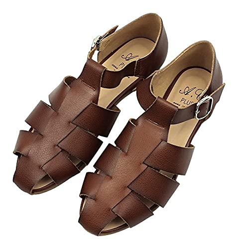 [アンナコレクション] カメサンダル 日本製 国産 日本製手染め素材 グラディエーターサンダル グルカサンダル 軽量 屈曲 ブラウン 24.5cm