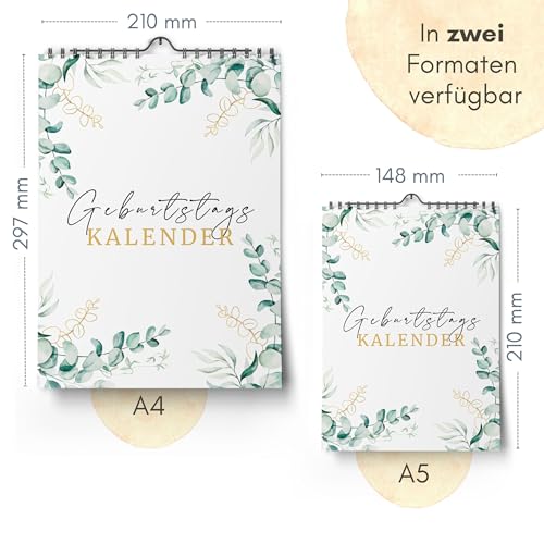Geburtstagskalender jahresunabhängig - Immerwährender Kalender undatiert zum Eintragen von Geburtstagen (Eukalyptus, A5)