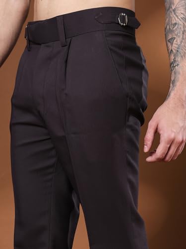 Image of Gurkha Pants for Men | Trouser for Men | Formal Pant | Single Buckle | Bell Bottom Trouser High Waist Pleated Casual Trousers | Flared Bottom Leg Pants for Office Smart Casual Travel Party