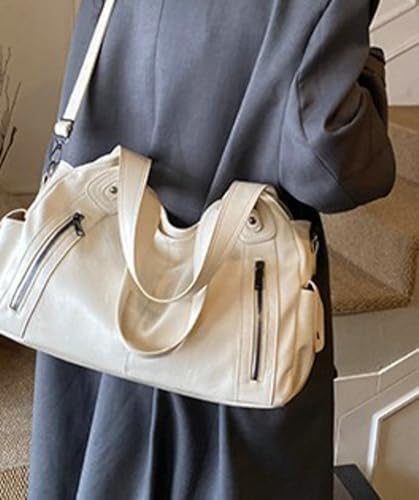 Bolso tote de gran capacidad para mujer, de cuero sintético suave, con correa ancha, bolso bajo el brazo con textura aterciopelada, 2025 miniatura 5