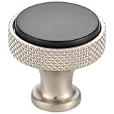 KOOFIZO 10 Pack Black and Nickel Kitchen Cabinet Knobs Matte Black and Silver Drawer Knobs K28 Knurled Round Single Hole Cabinet Pulls for Cabinets Drawers Dresser Cupboard Bedroom Bathroom