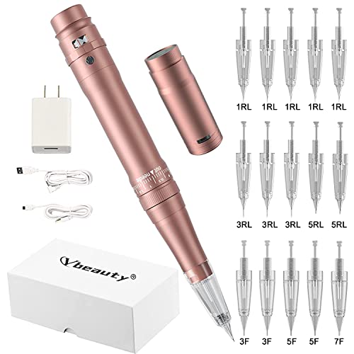 Permanent Eyebrow Makeup Tattoo Machine Kit with 15pcs Mixed Cartridges Needles for Shading Eyeliner