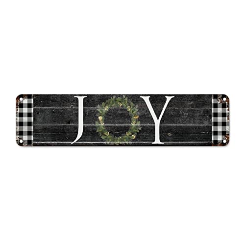 Panneau de Noël en métal noir et blanc décoratif vintage 61x15 cm