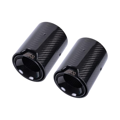 2-Piece Set Carbon Fiber Exhaust Tips for BMW F20 F21 F22 F23 F30 F31 F32 F33, Glossy Black Inner Layer Tailpipe Tip (M135i/M140i/M235i/M240i)