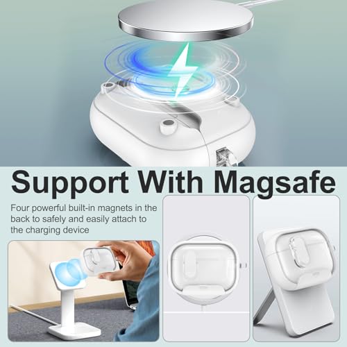 Image of Aircawin for Airpods Pro 2 Case Clear,Secure Lock for Airpod Pro 1st /2nd Generation Case Cover 2023 /2022 /2019 with Phone Stand /Magsafe Funtion,Auto Pop-up,Hybrid Protection with Carabiner&Cleaning Pen