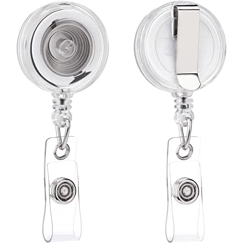 QREEL Enrouleur badge, Pince rétractable, 2 pcs