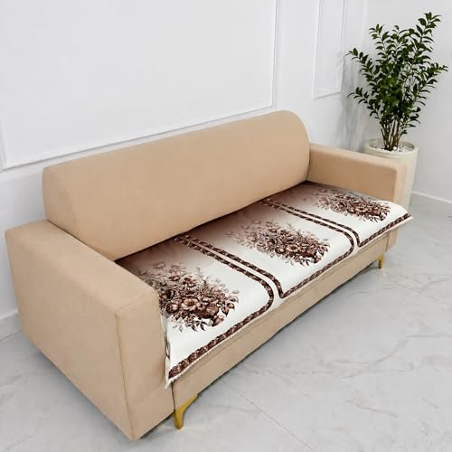 Image of Homerz Premium 'Luxe Series' Holland Velvet Sofa Cover | Smooth Finish | Anti-Skid Fleece Backing | Soft Touch Couch Protector for Living Room (Rust, 3 Seater, Only Seat Cover)