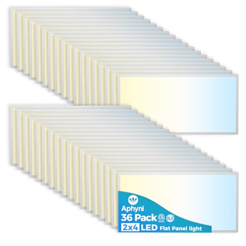 Aphyni 36Pack 2x4 LED Flat Panel Light, 50W 6600LM Drop Ceiling Light Fixture, Selectable Color Temperature 4000K/5000K/6000K, 5-100% TRIAC Dimmable, Recessed Back-lit Fixture for Office