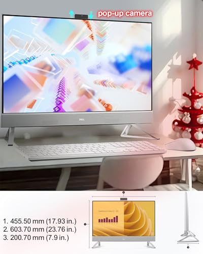 Image of Dell 27 inch Touchscreen All in One Desktop Computer PC - Intel Core 7 150U, 32GB DDR5 RAM & 2TB SSD, FHD IPS Display, NVIDIA GeForce MX570A, Wins 11 Pro, Wi-Fi 6E, Patented KB Kit
