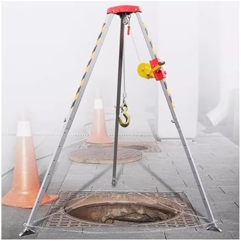 Emergency Rescue Tripod Kit - Adjustable Aluminum Equipment with 1800lbs Winch for Confined Spaces, Industrial & Sewer Pipe Access, Safety Rescue Solution