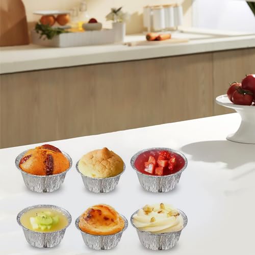INHEMING 50 Stück Einweg Schalen aus Aluminiumfolie,Aluschalen Rund Aluminiumschale Grill Tropfschalen Grillschale Aluminium-Auflaufform für Fluggesellschaften, Hotels, Restaurants