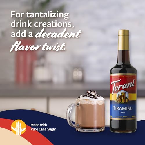 Image of Torani Coffee Syrup, Tiramisu Flavoring for Drinks, Glass Bottle with Pump Included, 25.4 Fl Oz