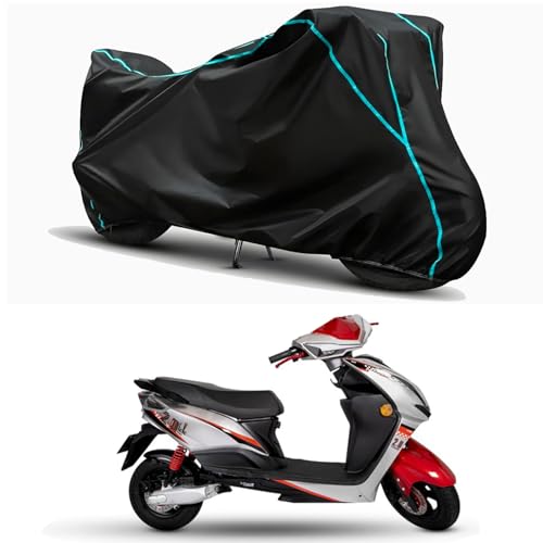 Image of Waterproof Bike Body Cover Compatible for | EeVe Xeniaa 2.0 | Taffeta Fabric, Sky Piping Design, Bottom Elastic Fit | Dustproof, Sun UV & Rain Protection for All Weather.