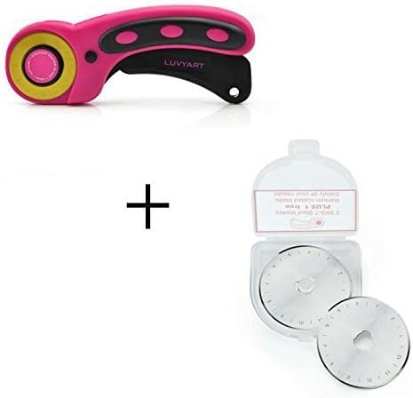 Rotary Cutter 45mm - 2 SKS-7 Steel Blades Plus 1 Free Titanium Coated Blade Included for Dual Experiences - Retractable Safety Blade Stays Sharp Times Longer Than Other Blades